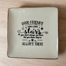 Usado, Bugiganga de prato "Bons amigos são como estrelas..." Presente para melhor amigo ouro branco comprar usado  Enviando para Brazil