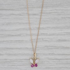 Colar pingente de borboleta rubi opala 0,24 ctw ouro amarelo 14k corrente de corda 18" comprar usado  Enviando para Brazil