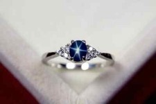 Anel estrela de safira azul 6x8mm anel estrela azul em prata esterlina 925 comprar usado  Enviando para Brazil
