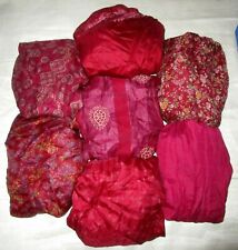 LOT PURE SILK Vintage Sari REMNANT Fabric 7 Pcs 1 ft Muñeca granate FAT QUARTERS NR segunda mano  Embacar hacia Mexico
