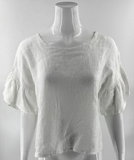 Blusa Viola Borghi Feminina de Linho Branco Tamanho Pequeno Branca Babado Manga de Sino Ajuste Solto comprar usado  Enviando para Brazil