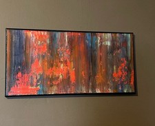 Pintura abstrata acrílica original lona vermelha colorida pintada à mão 10 X 20 comprar usado  Enviando para Brazil