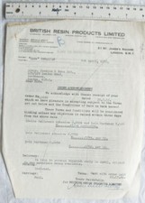 1952 order acknowledgement for sale  STOKE-ON-TRENT