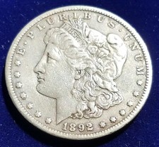 1892-CC Morgan dólar de prata | XF | prata $1 MSD | Carson City | moeda chave, usado comprar usado  Enviando para Brazil