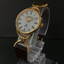 Relógio feminino GUCCI 6000L couro tom dourado marrom/WA0329 comprar usado  Enviando para Brazil