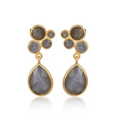 Usado, Brinco Feminino Multi Pedra Preciosa Labradorita Ouro Várias Pedras Brinco Redondo de Pera comprar usado  Enviando para Brazil