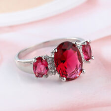 Usado, Anel feminino prata pedras preciosas cristal branco topázio fogo rosa presente de feriado tamanho 6-10 comprar usado  Enviando para Brazil