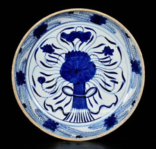 Bandeja de platos de porcelana blanca azul dinastía Qing de 11,4" antigua China segunda mano  Embacar hacia Argentina