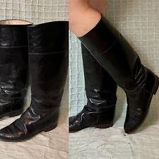 Botas planas vintage anos 90 couro minimalista preto altura do joelho por J Crew tamanho 10 comprar usado  Enviando para Brazil