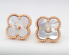 Brincos vintage Van Cleef & Arpels Alhambra ouro rosa 18K trevo com laboratório criado, usado comprar usado Brincos vintage Van Cleef & Arpels Alhambra ouro rosa 18K trevo com laboratório criado, usado comprar usado  Enviando para Brazil