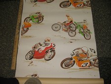 MOTOCICLETA 1960s papel de parede infantil não usado (SOMENTE 1 seção), corrida de motocross comprar usado  Enviando para Brazil