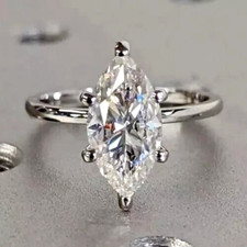 Usado, Anel solitário de noivado de diamante 6,30 quilates corte marquesa criado em laboratório prata 925! comprar usado  Enviando para Brazil