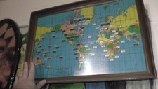 mapa mecânico do tempo mundial EUA 1964 parede, usado comprar usado  Enviando para Brazil
