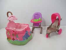 Usado, Carrinho de bebê Fisher Price Love Family casa de bonecas berço rosa cadeira alta comprar usado  Enviando para Brazil