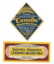 AFG !! selten ALT !! alkoholfreie Etiketten DOPPEL-KRONEN Cumalto & WEIZEO-MALTE comprar usado  Enviando para Brazil