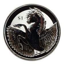 2019 Ilhas Virgens Britânicas, dólar de prata prova 1 onça 0,999 Pegasus, usado comprar usado  Enviando para Brazil