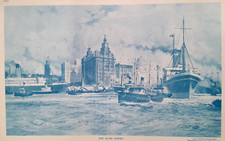 RIVER MERSEA & Liver Building -Pôster retrô vintage da escola infantil dos anos 1920/30 comprar usado  Enviando para Brazil