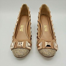 Usado, Sapatos femininos tamanho 7 Santa Lolla dourado salto médio couro feito no Brasil S01 comprar usado  Enviando para Brazil