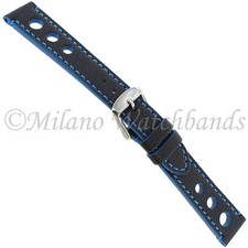 Pulseira de relógio costurada textura lona borracha azul e preta Morellato 18 mm comprar usado  Enviando para Brazil