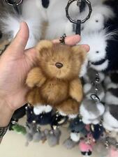 Chaveiro de urso de pele de vison real 12 cm bolsa bola pompom pingente presente de aniversário, usado comprar usado  Enviando para Brazil