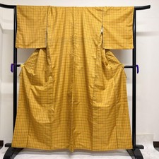 Kimono japonês Komon lavável poliéster quadriculado mostarda 064T comprar usado  Enviando para Brazil