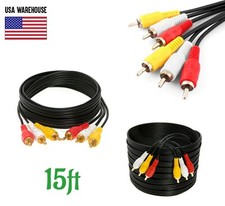 15ft 3RCA Macho Para Macho Extensão Composto Av Cabo De Áudio Vídeo Amarelo Vermelho Branco comprar usado  Enviando para Brazil