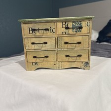 Caixa de joias por Decoline NY pintada à mão, 6 gavetas, tampo de mesa, usado comprar usado  Enviando para Brazil