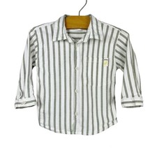 Camisa Zara listra verde botão para baixo tamanho 9-12 meses bolso humor ensolarado comprar usado  Enviando para Brazil