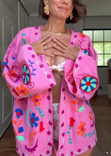 ZARA Fabrycznie nowa z metką 2025. RÓŻOWA HAFTOWANA KAFTAN KURTKA KIMONO BAWEŁNA. 2855/202/620 na sprzedaż  Wysyłka do Poland