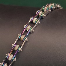 Pulseira de corrente de motocicleta arco-íris aço inoxidável com cristais *LEIA* comprar usado  Enviando para Brazil
