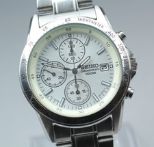 [Exc+5] SEIKO cronógrafo 100M 7T92-0DW0 mostrador branco relógio masculino quartzo do Japão, usado comprar usado  Enviando para Brazil