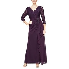 Vestido feminino Alex Evenings longo de renda império cintura berinjela 8 comprar usado  Enviando para Brazil