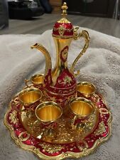 Conjunto de cafeteira turca de metal vintage estilo europeu conjunto de chá 6 luxo ouro vermelho comprar usado  Enviando para Brazil