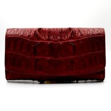 Usado, Nova Carteira Clutch Feminina Tríplice Feminina Couro de Crocodilo Genuíno Vermelho Borgonha comprar usado  Enviando para Brazil