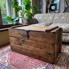 Rustic wooden trunk for sale  SPILSBY