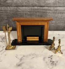 CONJUNTO DE LAREIRA DE MADEIRA MINIATURA CASA DE BONECAS COM SUPORTE DE FERRAMENTA DE LATÃO ESCALA 1:12, usado comprar usado  Enviando para Brazil