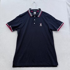 Camisa polo masculina Psycho Bunny L 6 azul logotipo preppy bordado casual algodão pima comprar usado  Enviando para Brazil
