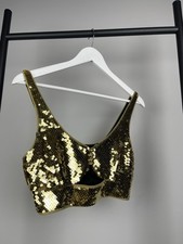 NOVO! Blusa cropped Paco Rabanne H&M lantejoulas douradas tamanho P, usado comprar usado  Enviando para Brazil