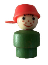 Fisher Price Little People corpo de madeira cabeça de panela verde menino década de 1970 comprar usado  Enviando para Brazil