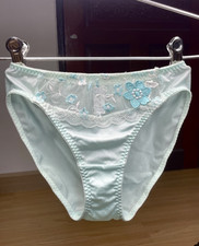 Calcinha vintage de nylon sedoso pálido poliuretano transparente floral renda tamanho 6/M comprar usado  Enviando para Brazil
