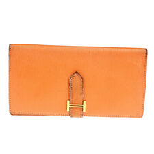Carteira bifold longa HERMES Bearn Chevre Mysore couro de cabra laranja 69YG766 comprar usado  Enviando para Brazil