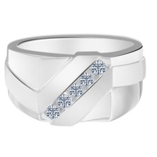 0,21Kt Runden Form D/VVSI Männer Hochzeit Ring In 925 Sterling Silber comprar usado  Enviando para Brazil