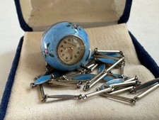 Antigo relógio pingente bola Bucherer com corrente, esmalte guilhochê prata esterlina, caixa comprar usado  Enviando para Brazil
