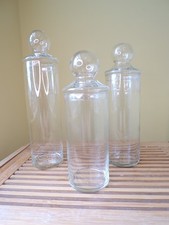 Lote de 3 frascos de vidrio boticario transparente tapa superior burbuja Libbey vintage segunda mano  Embacar hacia Mexico