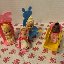 Lote Vintage Little Kiddles Cama Pato Balancim Cadeira Alta Conjunto Misto de Bonecas Brinquedo 1969 comprar usado  Enviando para Brazil