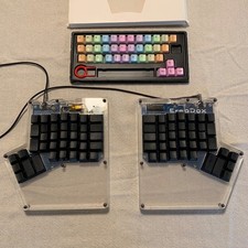 Teclado Ergodox faça você mesmo com interruptores azul cereja, teclas pretas, estojo de acrílico transparente comprar usado  Enviando para Brazil