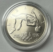 1996-D DÓLAR OLÍMPICO SALTO ALTO PRATA COMEMORATIVO BRILHANTE NÃO CIRCULADO comprar usado  Enviando para Brazil