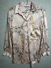 Blusa Zara Feminina Top Média Botão Leve Cetim Manga Longa Correntes comprar usado  Enviando para Brazil