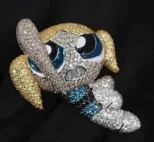 Pingente de desenho animado 3,00 ct corte redondo real moissanita puff menina folheado a ouro branco 14K comprar usado  Enviando para Brazil