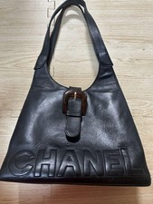 Bolsa de ombro CHANEL couro hobo preta - Vintage comprar usado  Enviando para Brazil